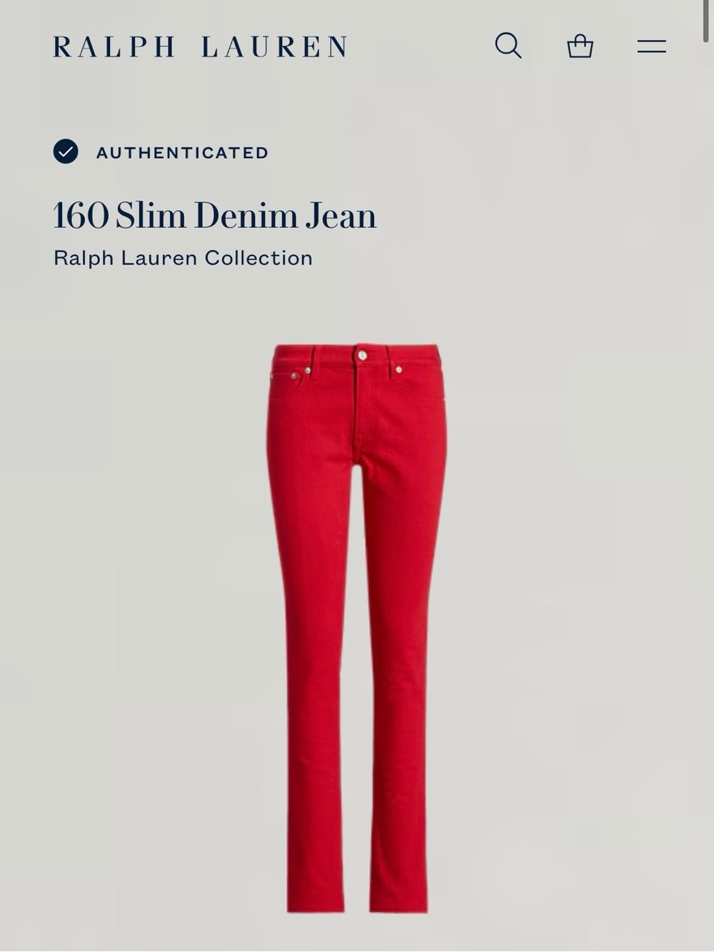 Ralph Lauren Collection 160 Slim Red Rouge Jeans Italy 26 Authenticated $1700